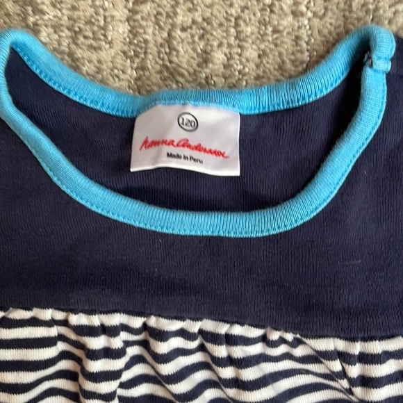Girls Hanna Andersson striped blue dress size 6 or 120 - Picture 2 of 2